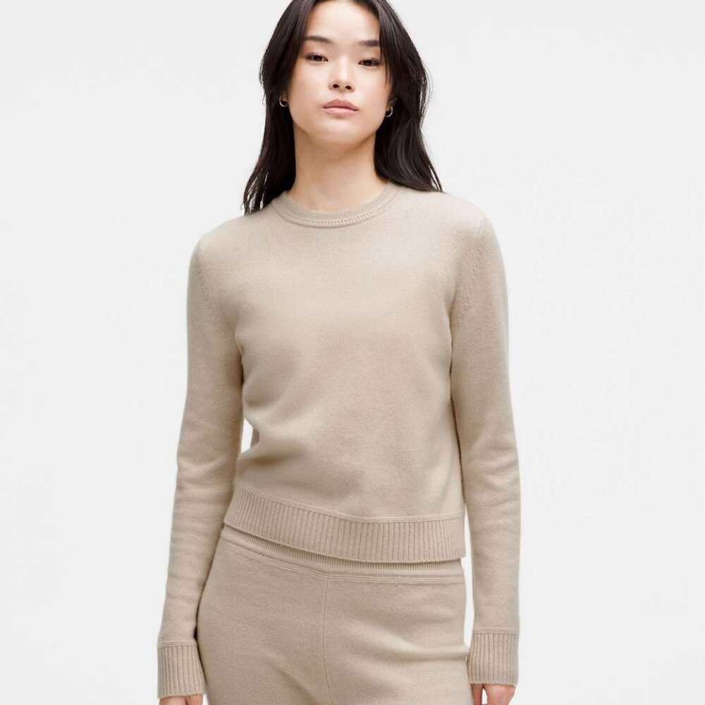 lululemon Cashmere Slim-Fit Crewneck Sweater Subtle Tan Large